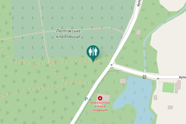 Map showing location of Liutizh Toilet