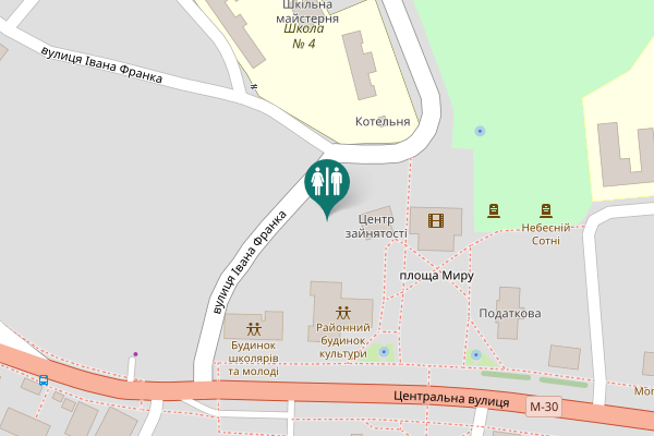 Map showing location of Ivana Franka Street Toilet