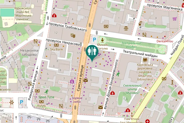 Map showing location of Sumska Street 10 Toilet