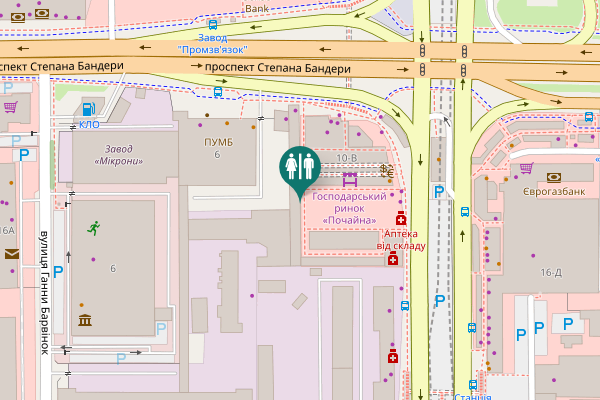 Map showing location of Stepana Bandery Avenue 10 Toilet