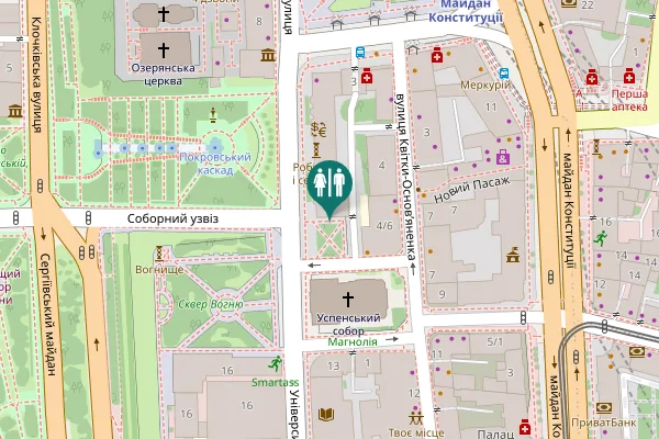 Map showing location of Universytetska Street 9 Toilet