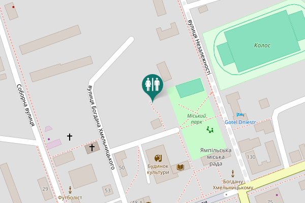 Map showing location of Yampil Toilet