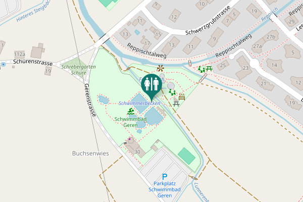 Map showing location of Gerenstrasse 30 Toilet