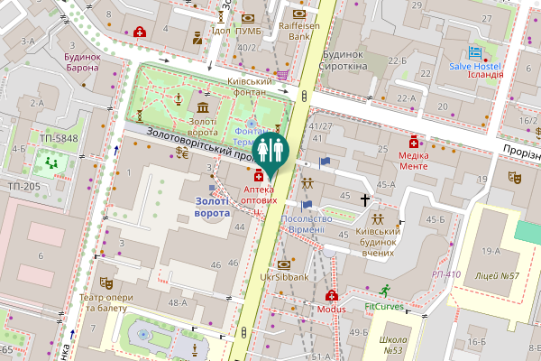 Map showing location of Volodymyrska Street 42 Toilet