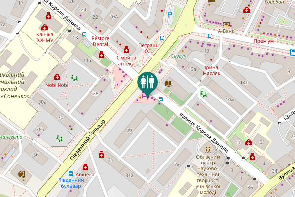 Map showing location of Korolia Danyla Street 16 Toilet