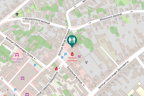 Map showing location of Kupalna Street 14 Toilet
