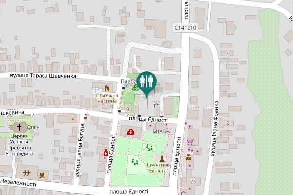 Map showing location of вулиця Тараса Шевченка 2 Toilet
