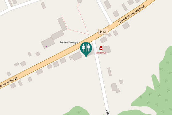 Map showing location of Tsentralna Street Toilet