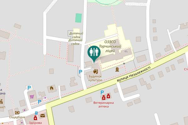 Map showing location of Nezalezhnosti Street 46 Toilet