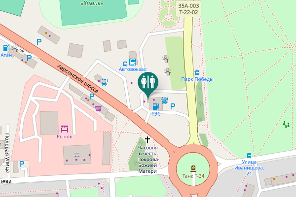 Map showing location of Симферопольская улица 14 Toilet