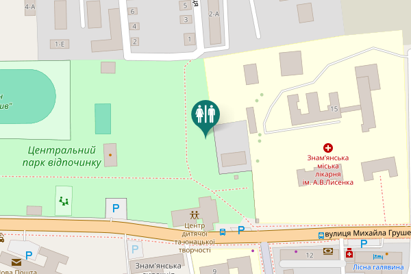 Map showing location of вулиця Михайла Грушевського 13 Toilet