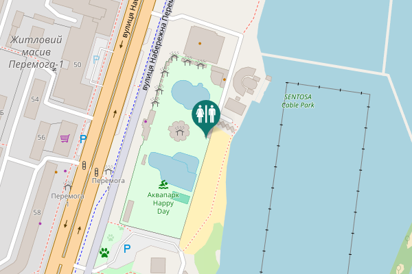 Map showing location of Naberezhna Peremohy Street 37-Д Toilet