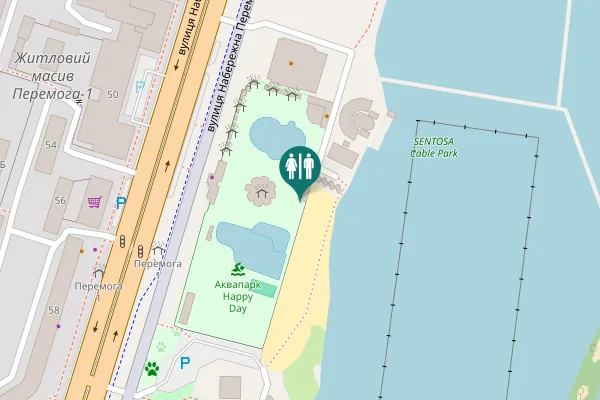 Map showing location of Naberezhna Peremohy Street 37-Д Toilet