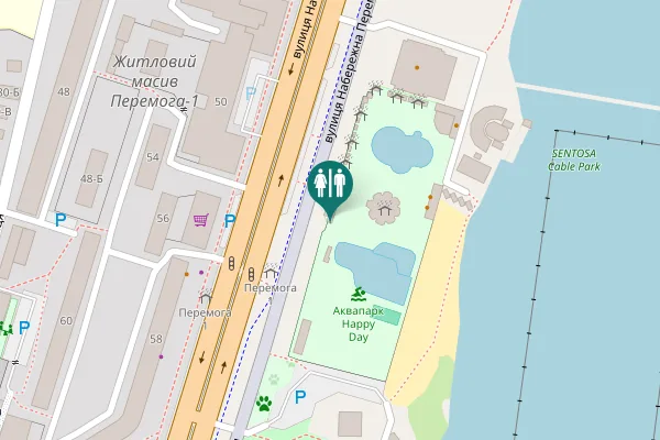 Map showing location of Naberezhna Peremohy Street 37-Д Toilet