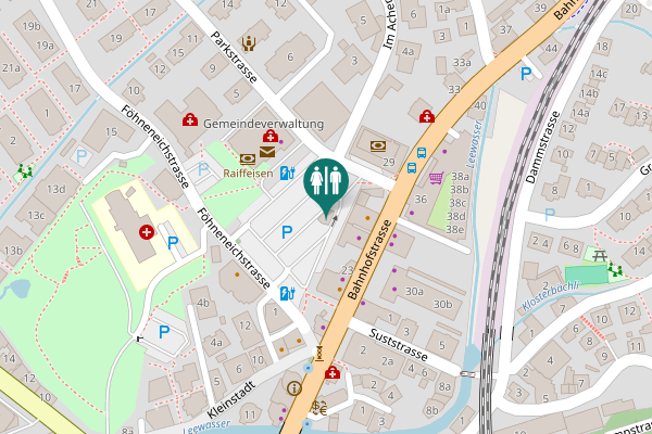 Map showing location of Bahnhofstrasse 25 Toilet