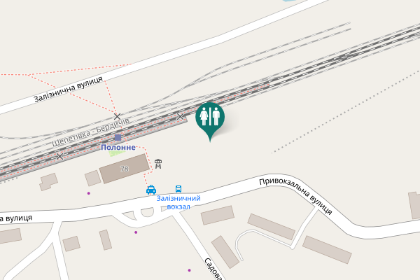 Map showing location of Pryvokzalna Street 133 Toilet