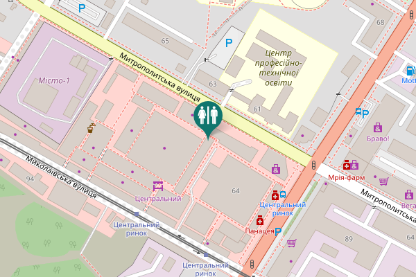 Map showing location of Metalurhiv Avenue 64 Toilet