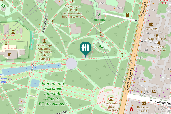 Map showing location of Dubova Alley Toilet