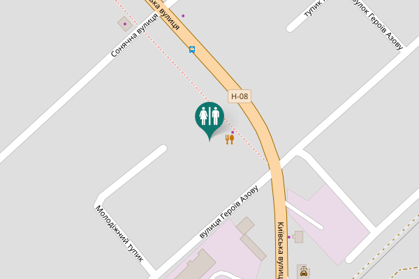 Map showing location of Kyivska Street Toilet