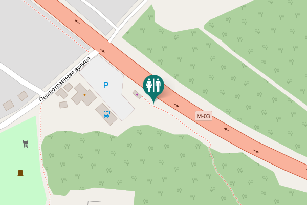 Map showing location of М-03 Toilet