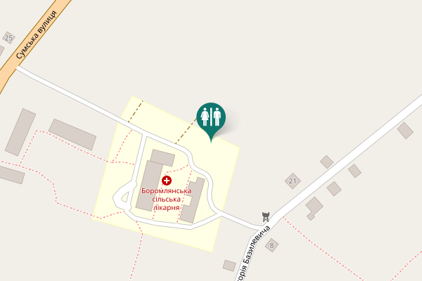 Map showing location of Hryhoriia Bazylevycha Street 8 Toilet