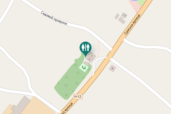 Map showing location of Sumska Street Toilet