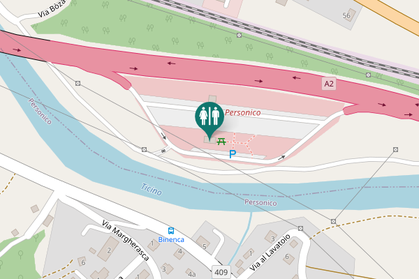 Map showing location of A2 Toilet