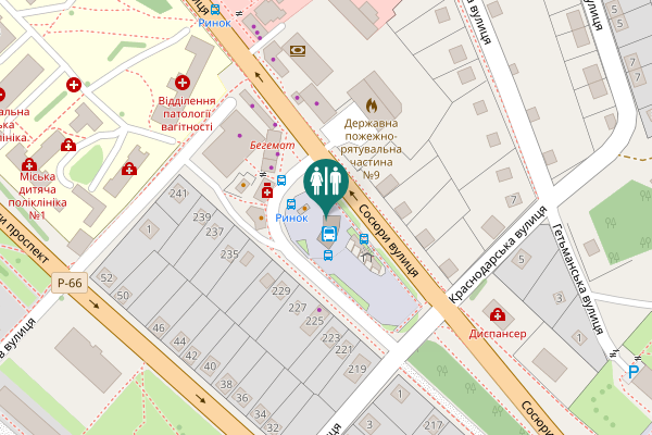 Map showing location of Sosiura Street 310а Toilet