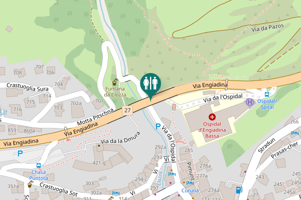 Map showing location of Via Engiadina Toilet