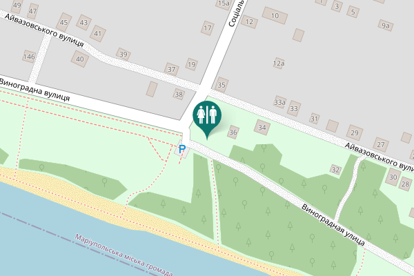 Map showing location of Aivazovskoho Street 36 Toilet