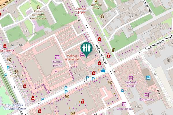 Map showing location of Khlibna Street 19 Toilet