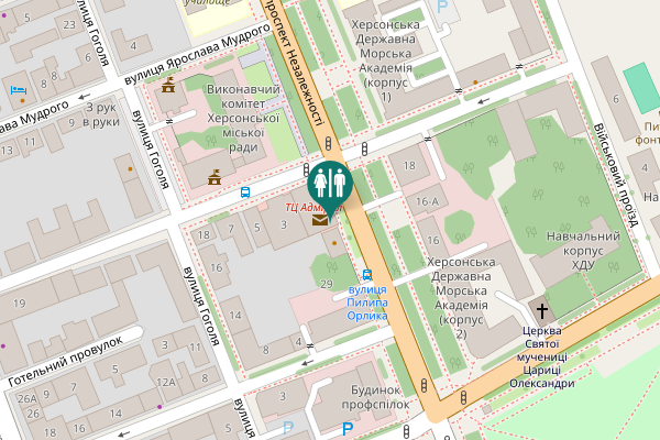 Map showing location of Nezalezhnosti Avenue 35а Toilet