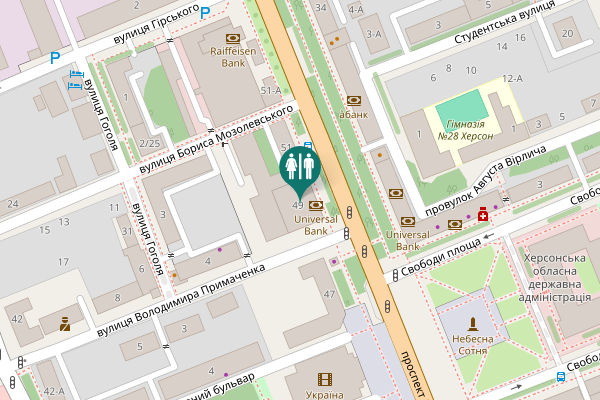 Map showing location of Nezalezhnosti Avenue 49 Toilet