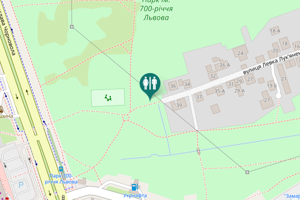 Map showing location of вулиця Левка Лукʼяненка 36 Toilet