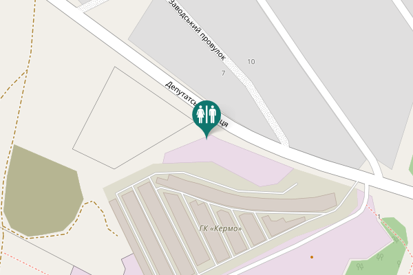 Map showing location of Deputatska Street Toilet