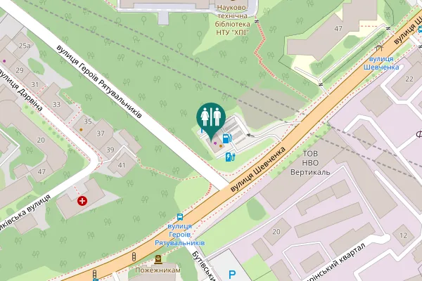 Map showing location of Shevchenka Street 41 Toilet