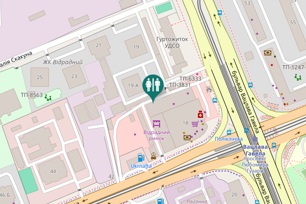 Map showing location of Václav Havel Boulevard 18 Toilet
