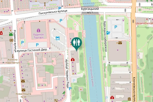 Map showing location of Chervoni Riady Street 14 Toilet