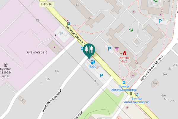Map showing location of Inzhenerna Street Toilet
