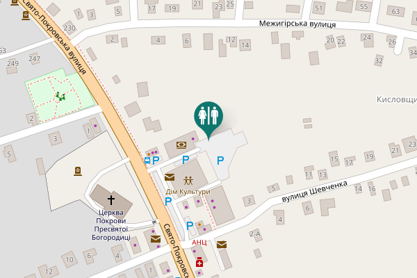 Map showing location of Свято-Покровська вулиця 222 Toilet