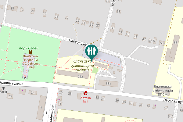 Map showing location of Паркова вулиця 26а Toilet