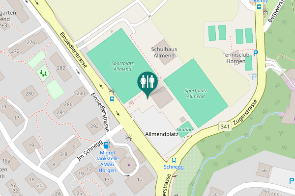 Map showing location of Einsiedlerstrasse Toilet