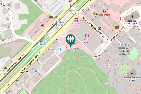 Map showing location of Verkhnii Val Street 16 Toilet