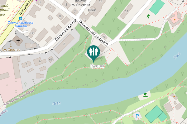 Map showing location of Chuhuievskyi Lane 9 Toilet