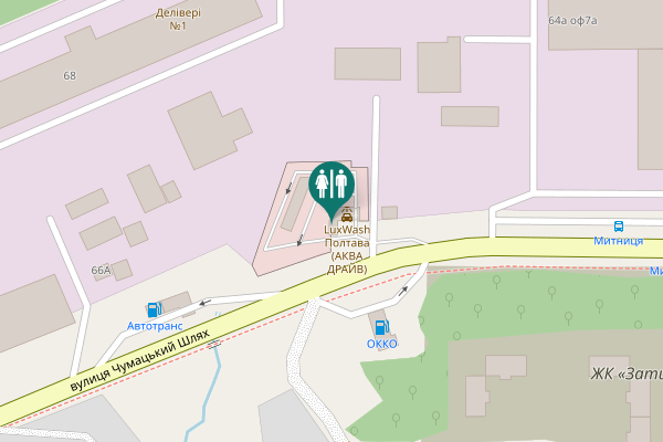 Map showing location of Chumatskyi Shliakh Street 64Е Toilet