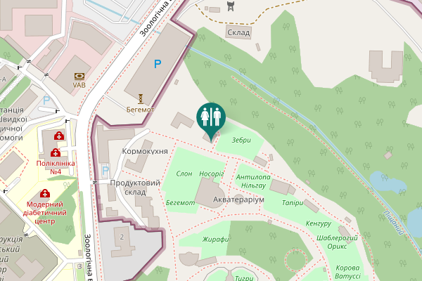 Map showing location of Zoolohichna Street 2д Toilet