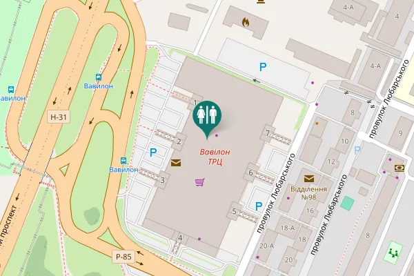 Map showing location of Soniachna Naberezhna Street 2 Toilet