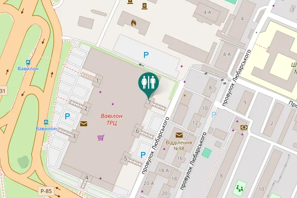 Map showing location of Soniachna Naberezhna Street 2 Toilet