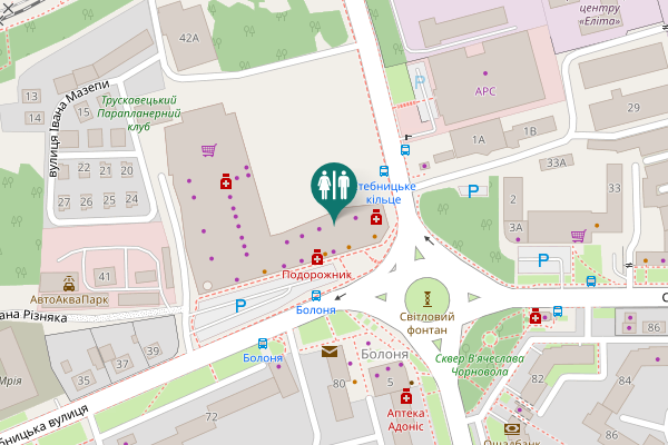 Map showing location of Stebnytska Street 43-А Toilet