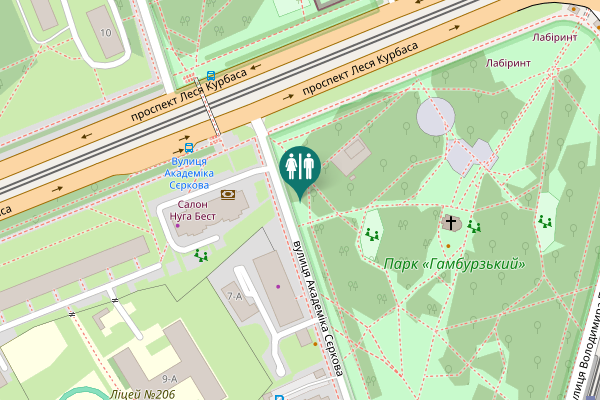 Map showing location of Akademika Sierkova Street Toilet